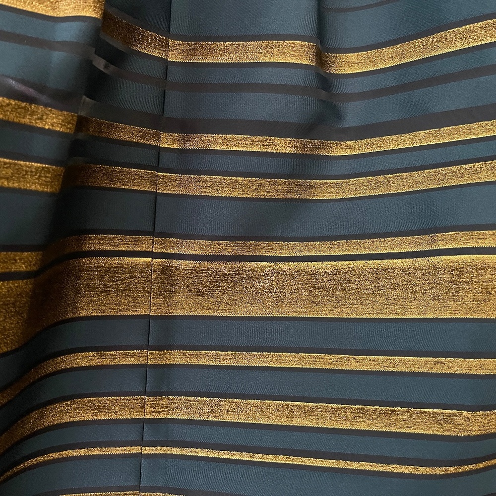 Kay Unger Navy and Gold Striped Halter Wedding Guest Gown - Picture 10 of 15